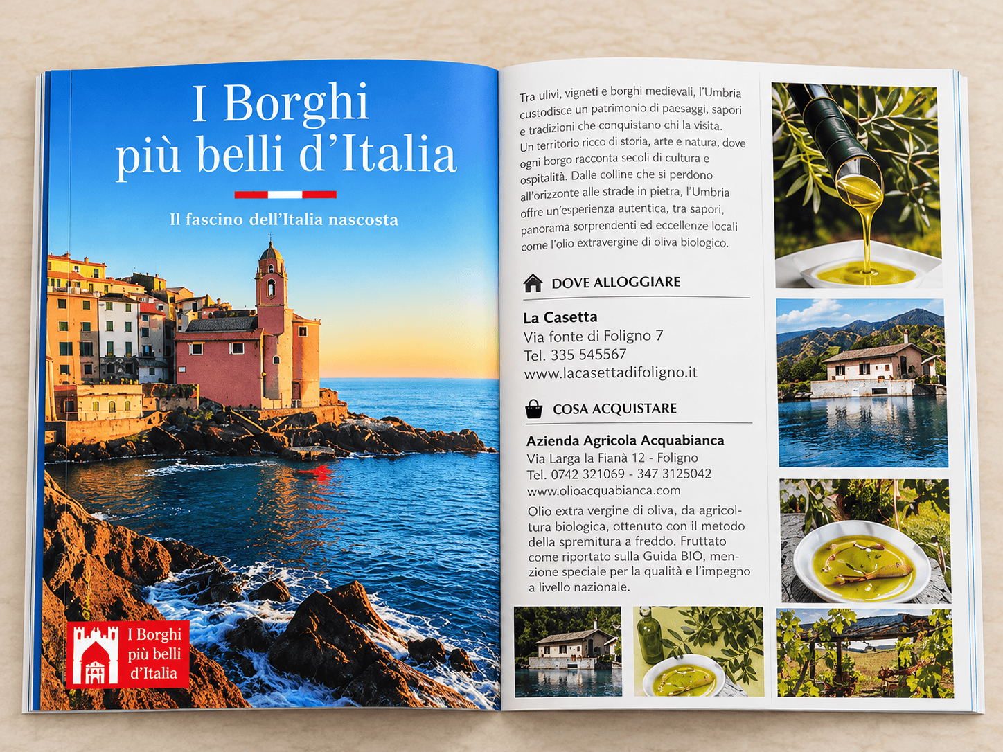 Pubblicazione I Borghi più belli d'Italia con Azienda Agricola Acquabianca